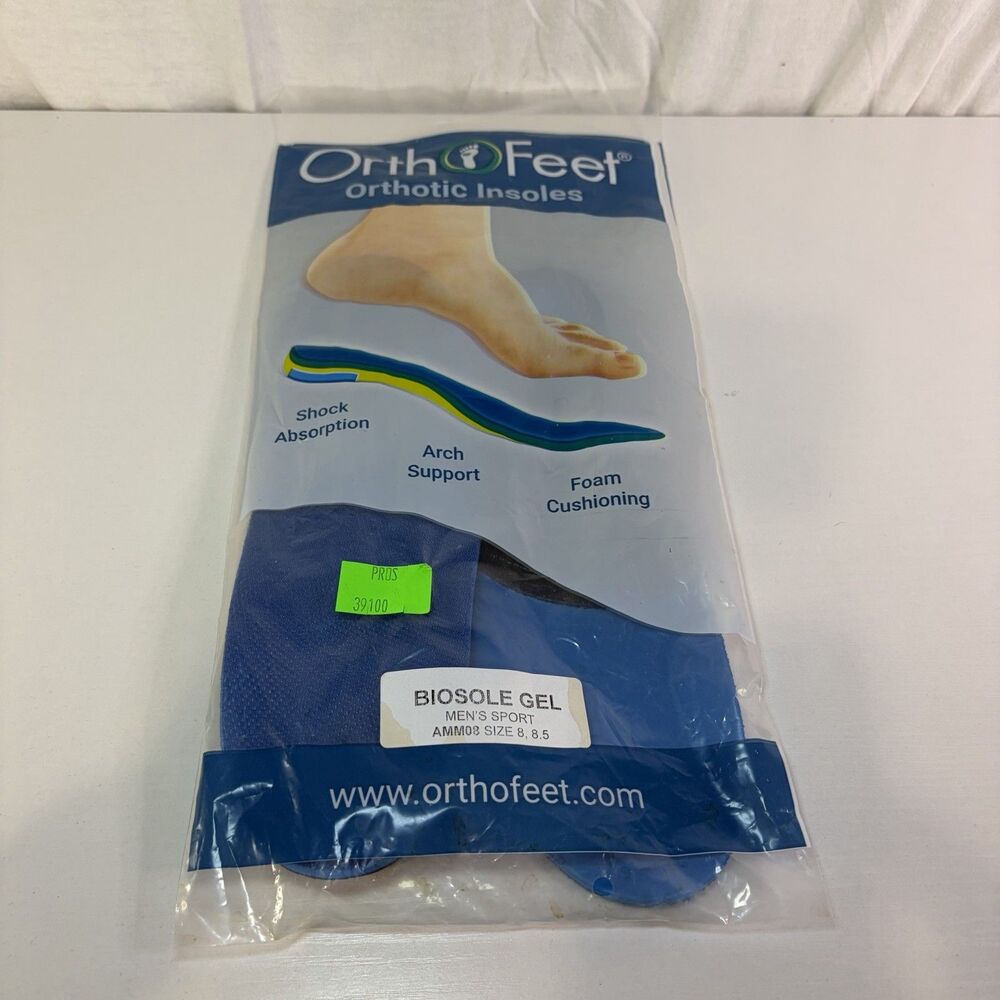 Orthofeet Orthotic shoe inserts Insoles mens size 8/8.5 Bio sole Gel New